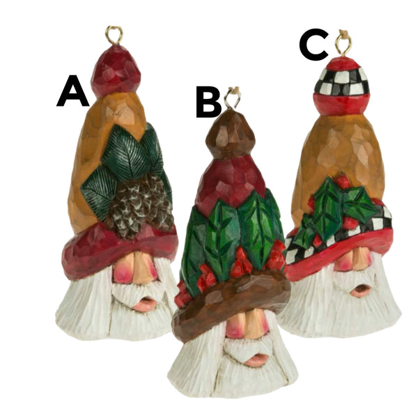 Assorted Faux Wood Santa Head Ornaments, INDIVIDUALLY SOLD