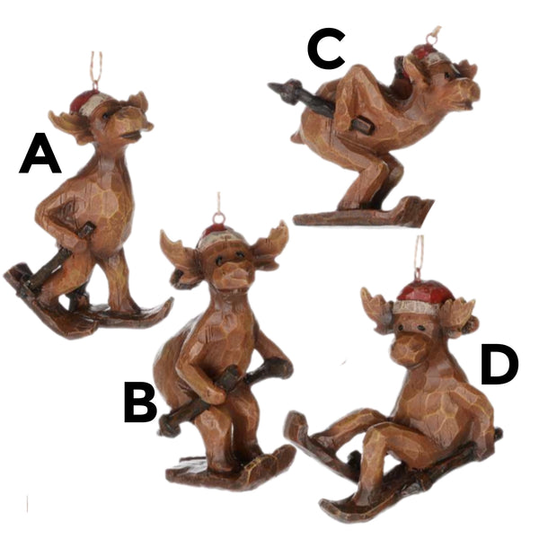 Assorted Skiing Moose Ornaments, INDIVIDUALLY SOLD