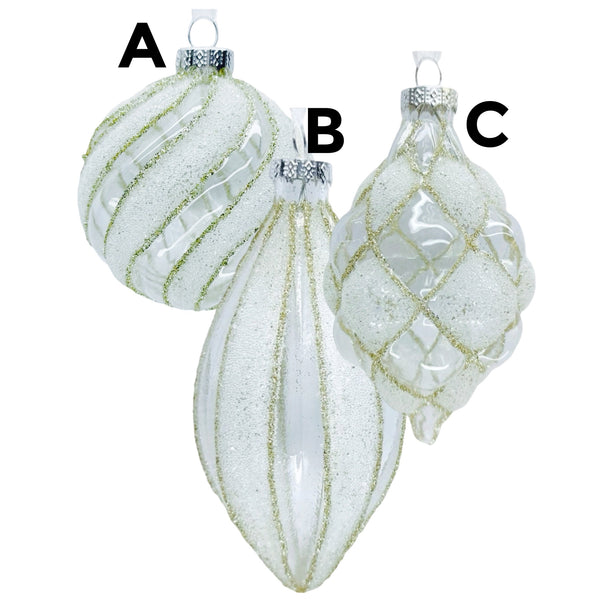 Assorted Clear With Gold Stripes Ball, INDIVIDUALLY SOLD