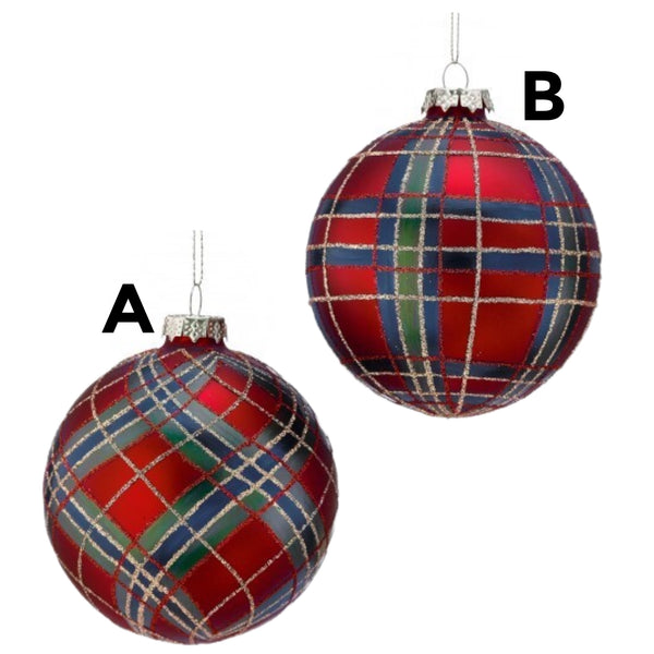 Assorted Red Plaid Ball, INDIVIDUALLY SOLD