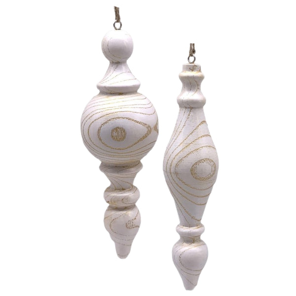 Assorted White Wash Wood Finial Ornament, INDIVIDUALLY SOLD