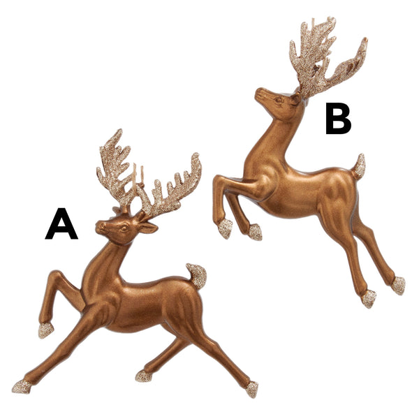 Assorted Bronze Glittered Reindeer Ornament, INDIVIDUALLY SOLD