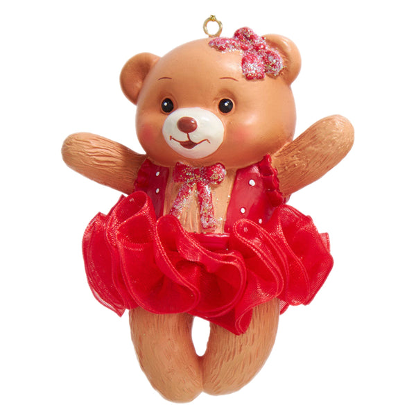 Assorted Teddy Bear In Red Tutu Ornament, INDIVIDUALLY SOLD