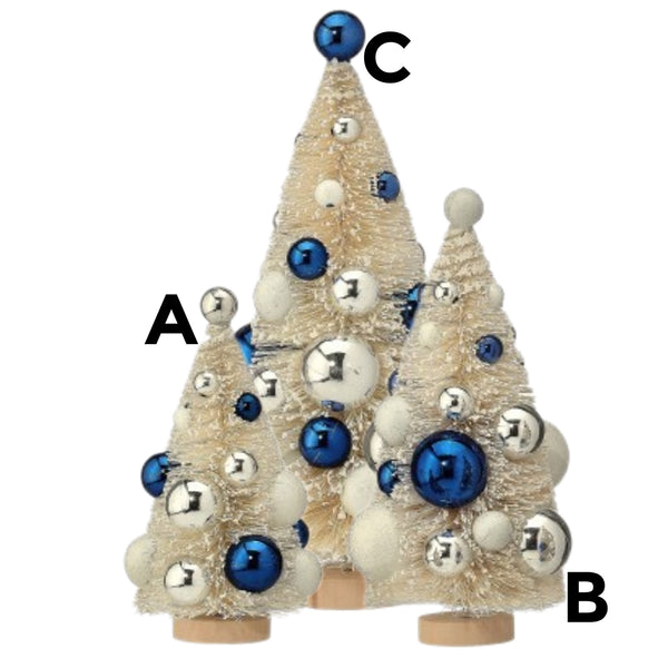Assorted Blue & White Bottlebrush Tree Figurine, INDIVIDUALLY SOLD