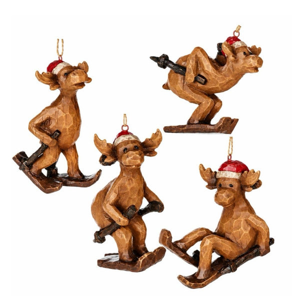 Assorted Skiing Moose Ornament, INDIVIDUALLY SOLD