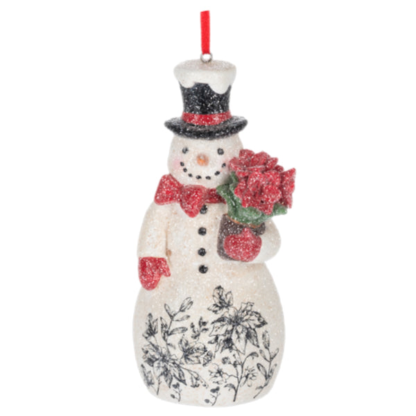 Assorted Snowman With Flower Pattern Ornament, INDIVIDUALLY SOLD