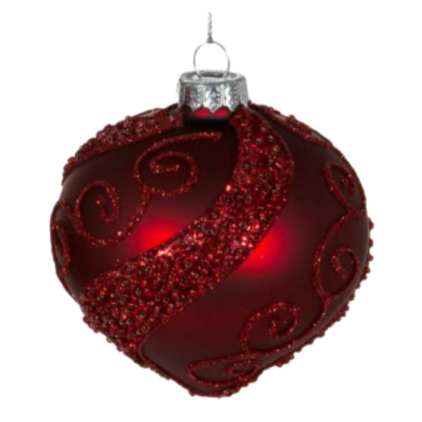 Assorted Red Iced Swirl Ball, INDIVIDUALLY SOLD