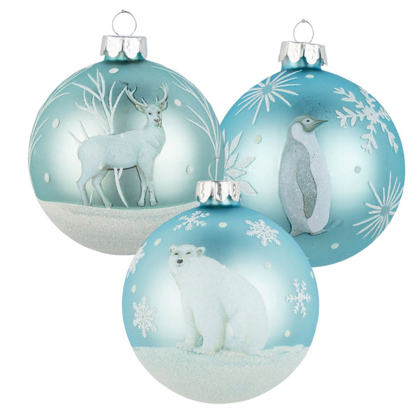 Assorted Light Blue With Snowflakes Ball, INDIVIDUALLY SOLD