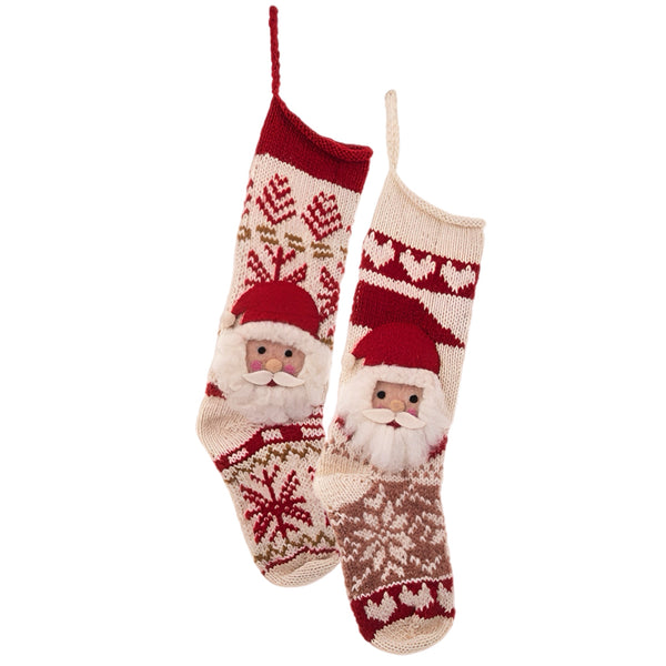 Assorted 23" Santa Face Stocking, INDIVIDUALLY SOLD
