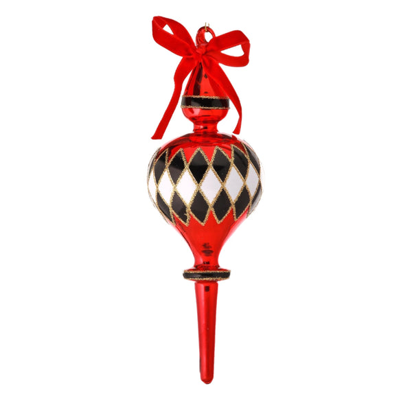 Assorted Red With Black & White Checkered Finial Ball, INDIVIDUALLY SOLD
