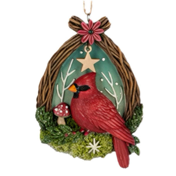 Assorted Woodland Animal In Twig Wreath Ornament, INDIVIDUALLY SOLD