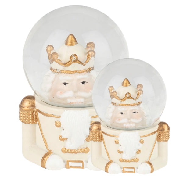 Assorted White & Gold Nutcracker Snowglobe, INDIVIDUALLY SOLD