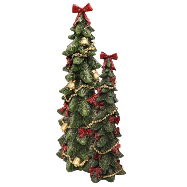 Assorted Tree Decorated With Bows & Bells Figurine, INDIVIDUALLY SOLD