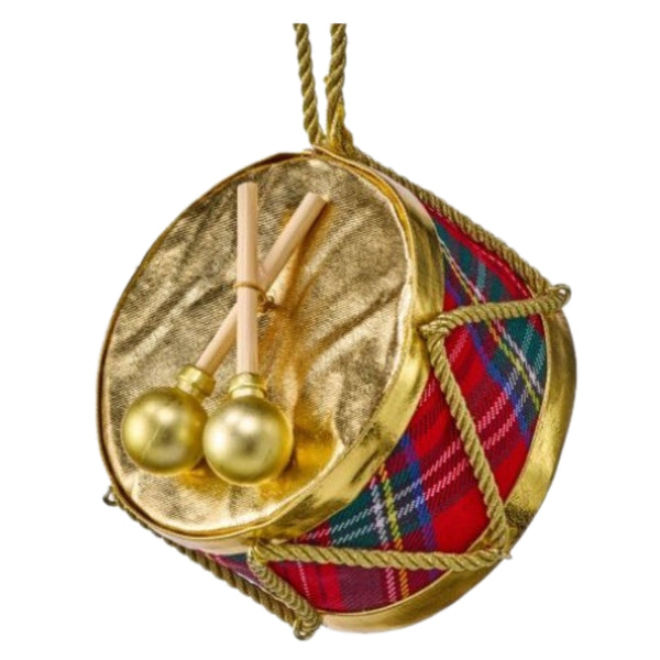 Assorted Plaid Drum Ornament, INDIVIDUALLY SOLD