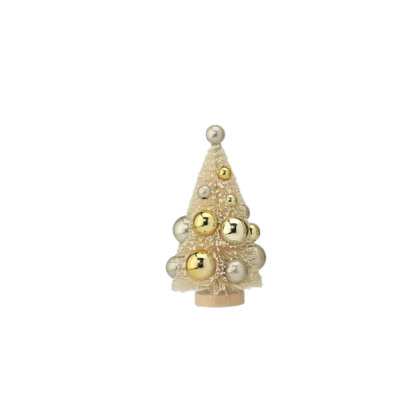 Assorted Champagne & Gold Bottlebrush Tree Figurine, INDIVIDUALLY SOLD