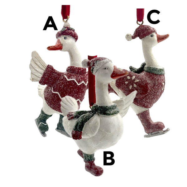 Assorted Goose In Winter Wear Ornament, INDIVIDUALLY SOLD