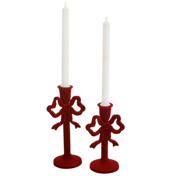 Assorted Burgundy Bow Taper Candle Holder, INDIVIDUALLY SOLD