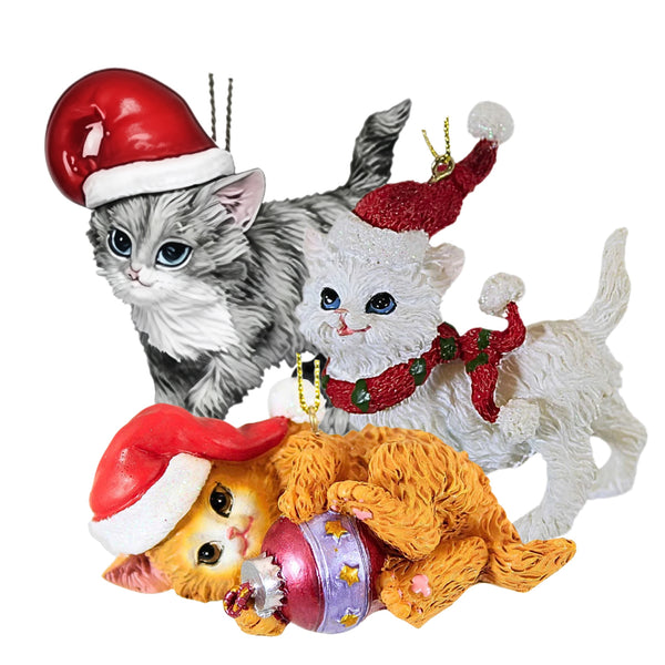 Assorted Cat In Santa Hat Ornament, INDIVIDUALLY SOLD