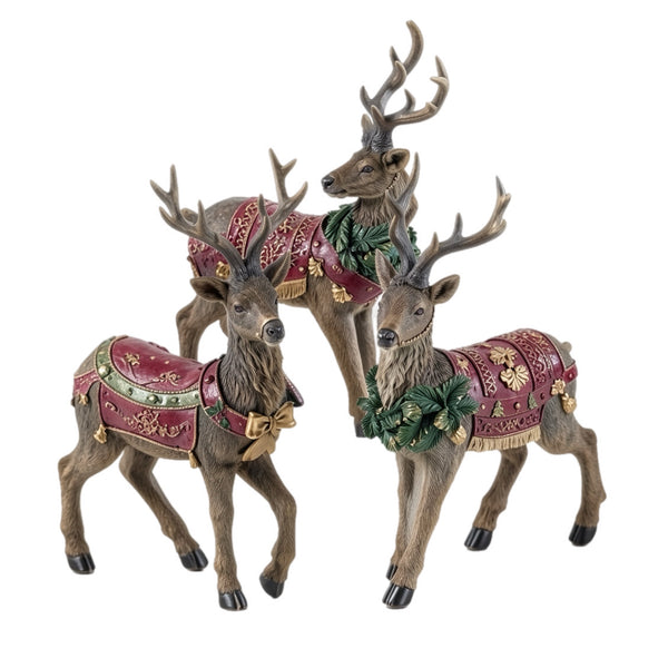 Assorted Reindeer With Red Blanket Figurine, INDIVIDUALLY SOLD