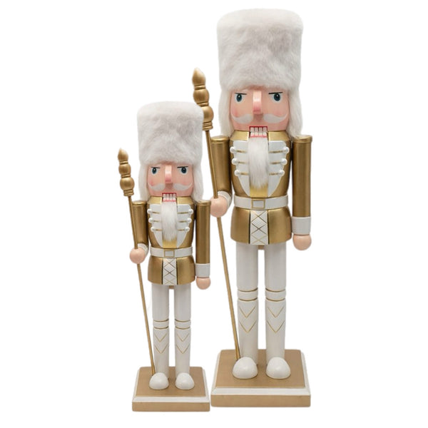Assorted White & Gold In Fur Hat Nutcracker, INDIVIDUALLY SOLD