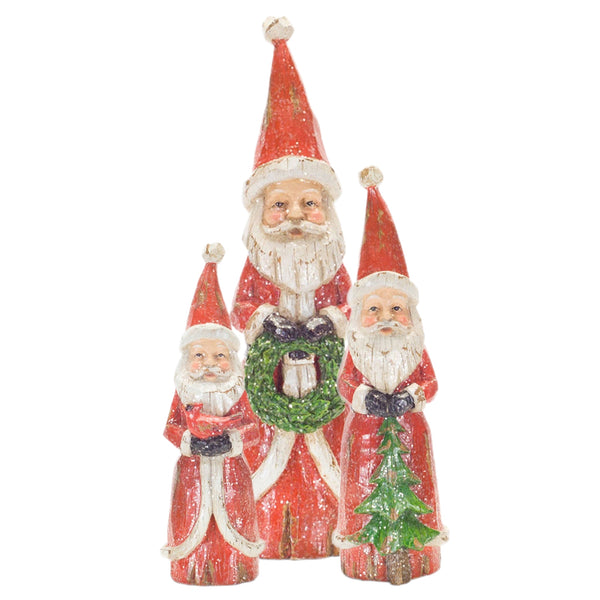 Assorted Wood Carved Look Santa Figurine, INDIVIDUALLY SOLD