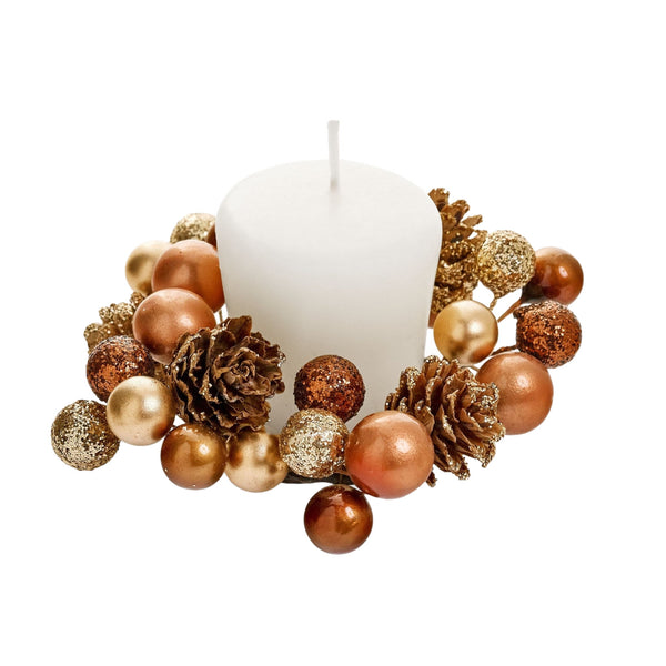 Assorted Bronze Bead With Pinecone Pilar Candle Ring, INDIVIDUALLY SOLD