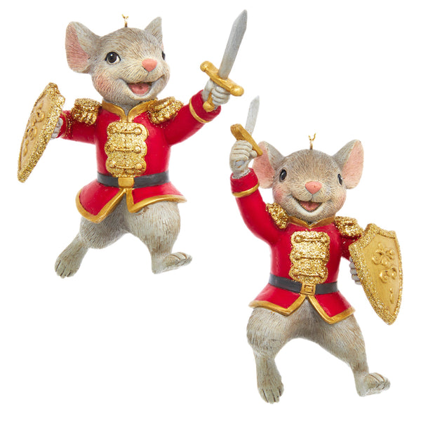 Assorted Red & Gold Mouse Soldier Ornament, INDIVIDUALLY SOLD