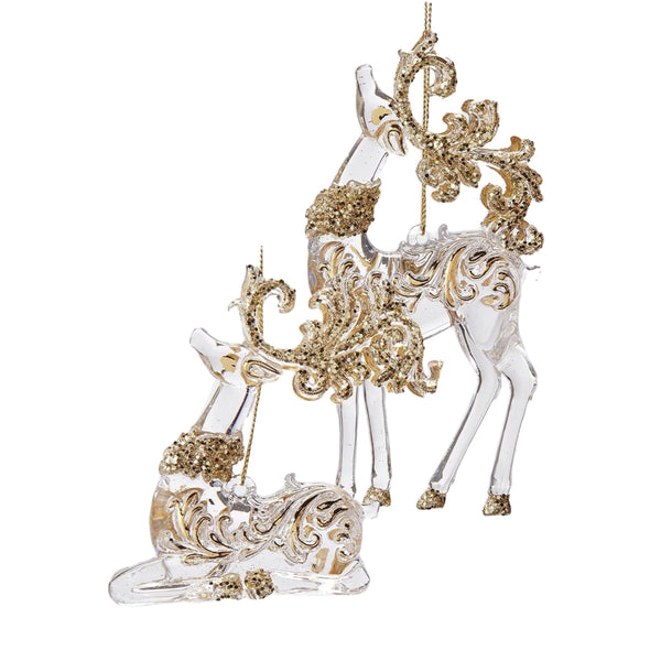 Assorted Gold Ornate Reindeer Ornament, INDIVIDUALLY SOLD