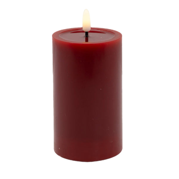 Assorted Dark Red Pillar Flameless Candle, INDIVIDUALLY SOLD