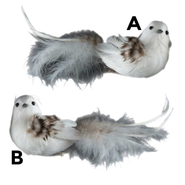 Assorted White & Brown Clip On Bird Ornament, INDIVIDUALLY SOLD