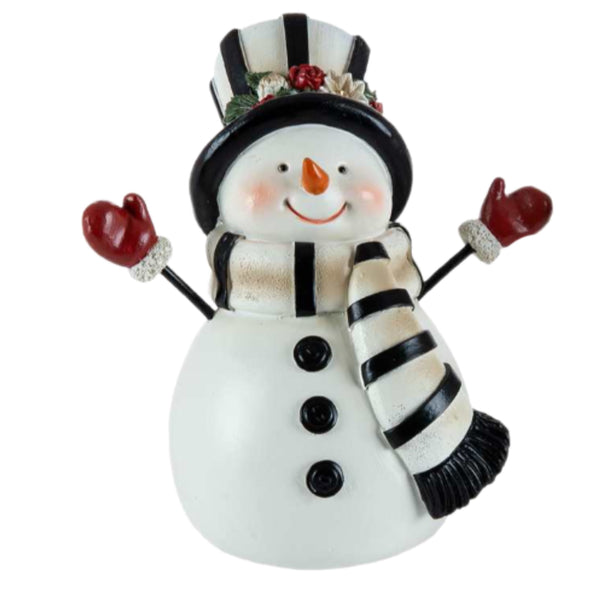 Assorted Snowman In Black & White Scarf Figurine, INDIVIDUALLY SOLD