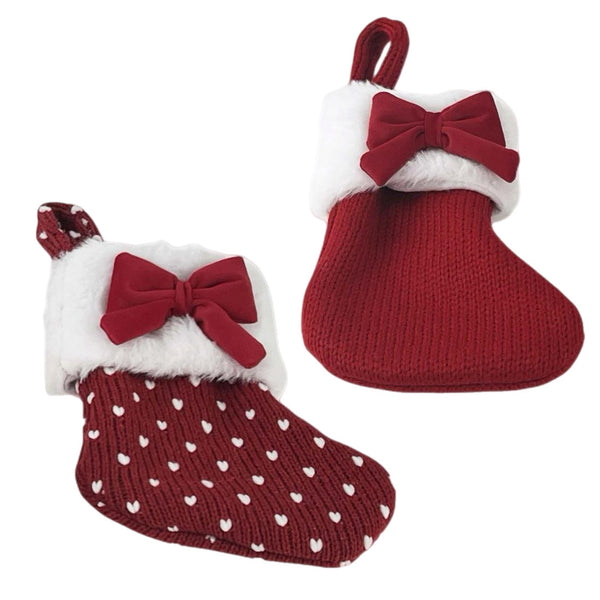 Assorted 7.5" Mini Bow Stocking Ornament, INDIVIDUALLY SOLD