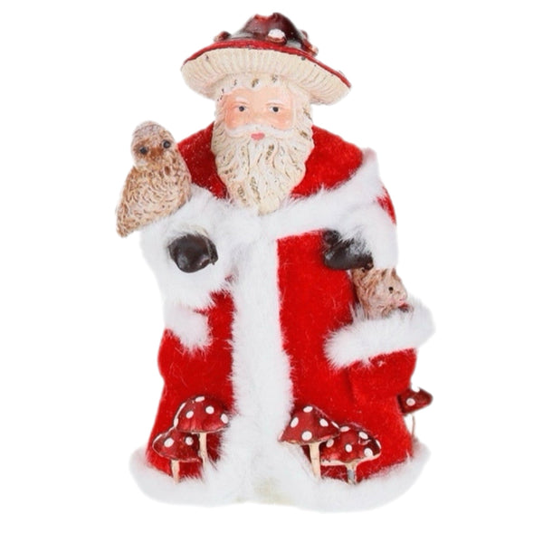 Assorted Santa In Mushroom Hat With Owl Ornament, INDIVIDUALLY SOLD