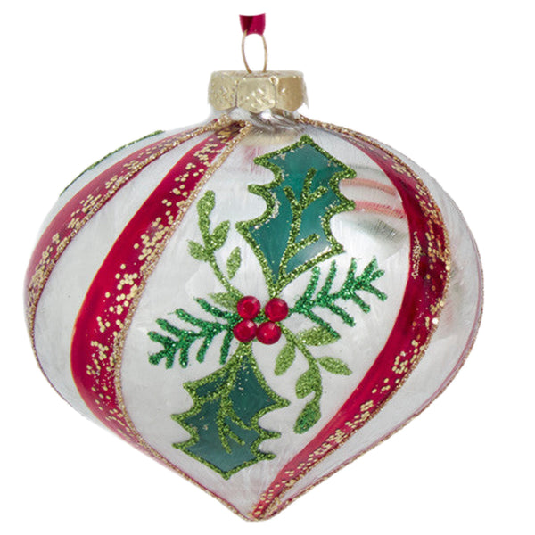 Assorted Holly & Stripes Ball, INDIVIDUALLY SOLD