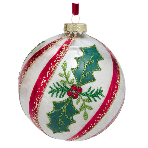 Assorted Holly & Stripes Ball, INDIVIDUALLY SOLD