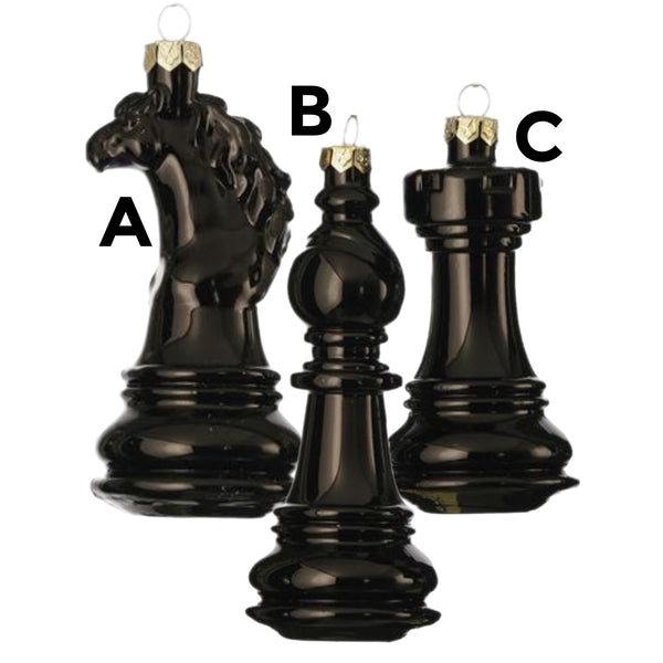 Assorted Black Chess Piece Ornament, INDIVIDUALLY SOLD