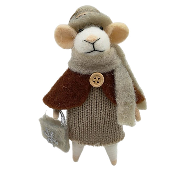 Assorted Mouse In Light Brown Coat Ornament, INDIVIDUALLY SOLD