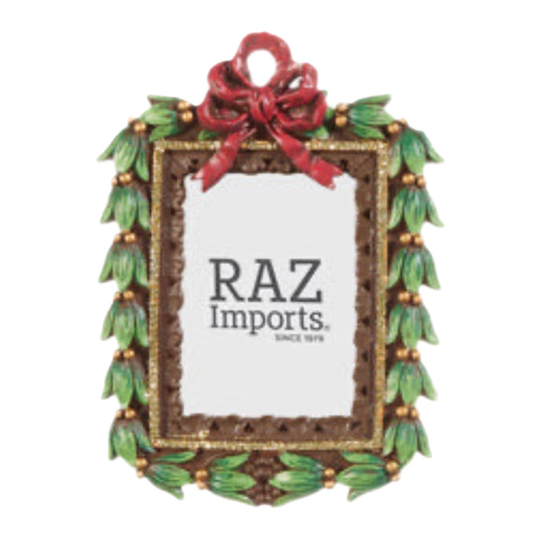 Assorted Mistletoe With Bow Frame Ornament, INDIVIDUALLY SOLD