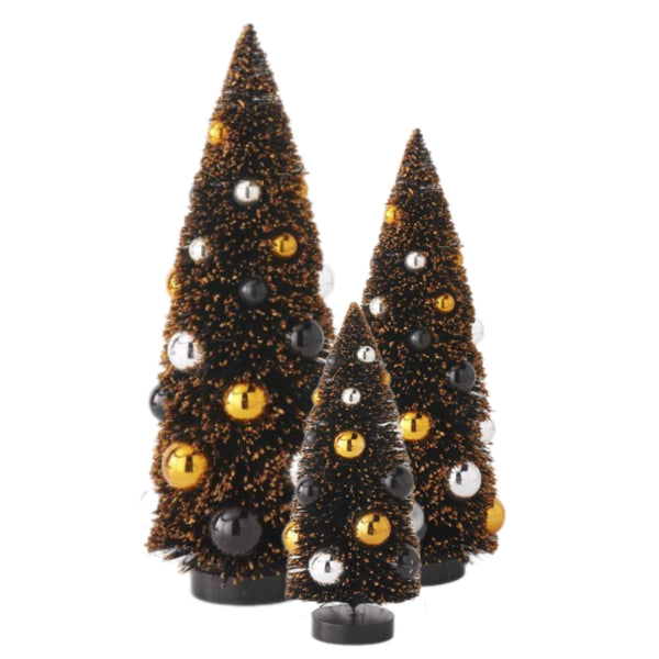 Assorted Black & Orange Bottlebrush Tree Figurine, INDIVIDUALLY SOLD