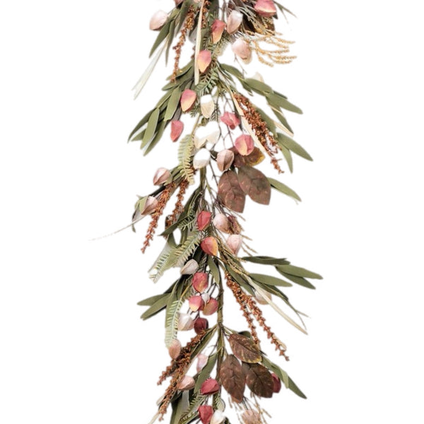 5' Chinese Lantern With Leaves Garland