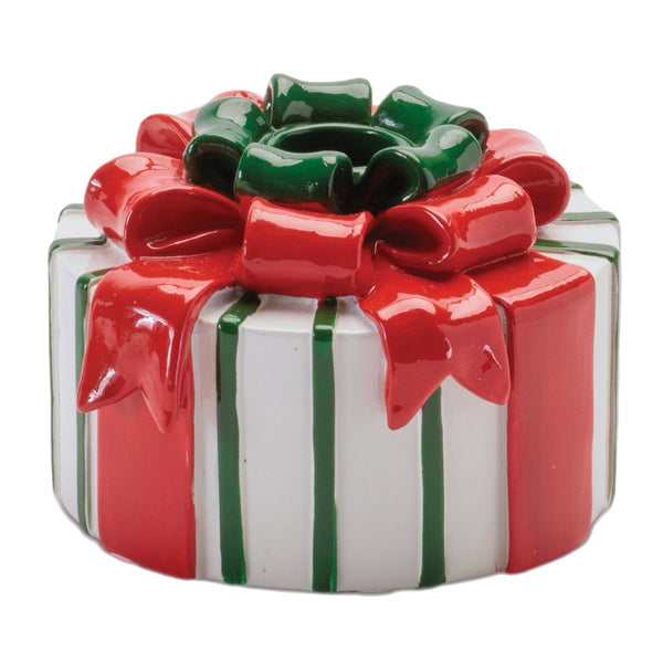 Assorted Red, White & Green Giftbox Taper Candle Holder, INDIVIDUALLY SOLD