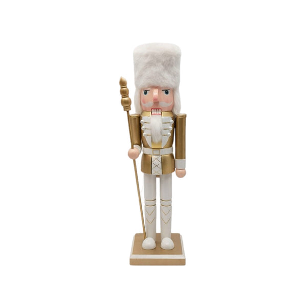Assorted White & Gold In Fur Hat Nutcracker, INDIVIDUALLY SOLD