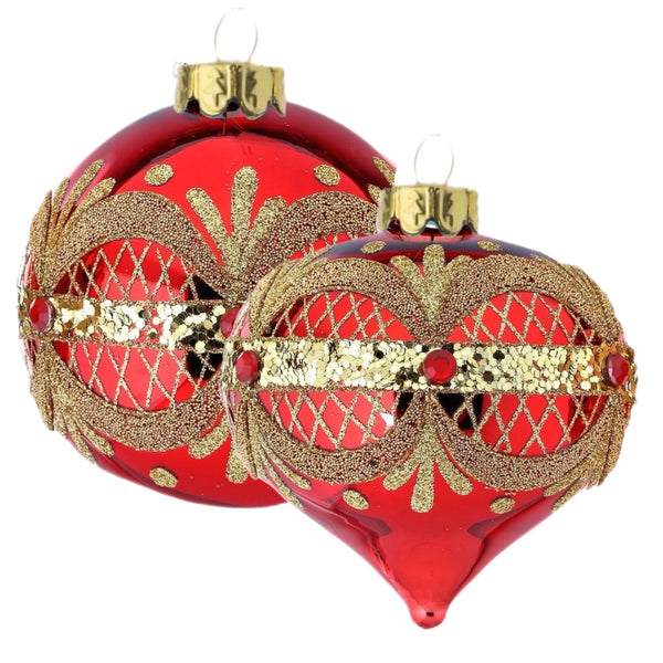 Assorted Red With Gold Beads Ball, INDIVIDUALLY SOLD