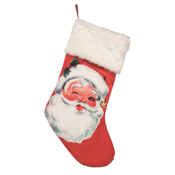 Assorted 20" Retro Santa Stocking, INDIVIDUALLY SOLD