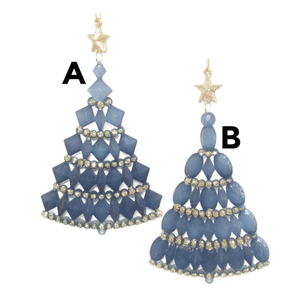 Assorted Blue Tree With Diamond Pattern Ornament, INDIVIDUALLY SOLD