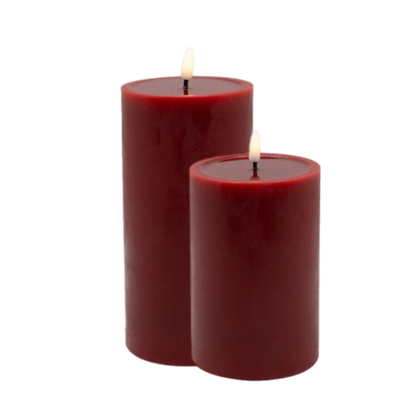 Assorted Dark Red Pillar Flameless Candle, INDIVIDUALLY SOLD