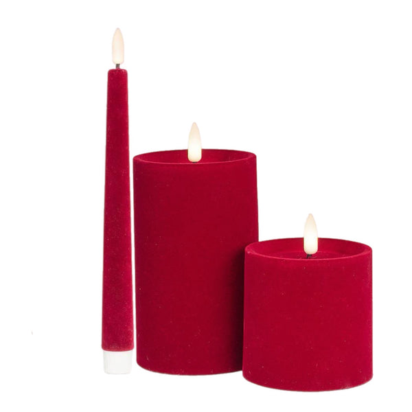 Assorted Burgundy Velvet Flameless Candle, INDIVIDUALLY SOLD