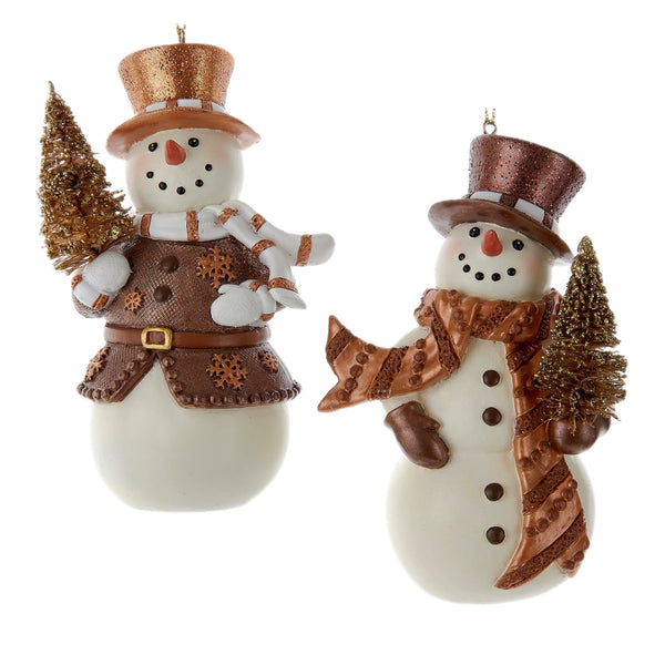 Assorted Snowman In Bronze Hat Ornament, INDIVIDUALLY SOLD