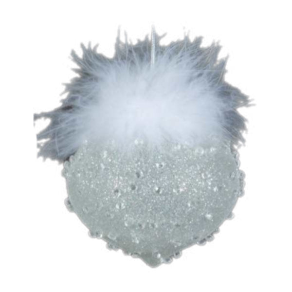 Assorted White Iced With Feathers Ball, INDIVIDUALLY SOLD