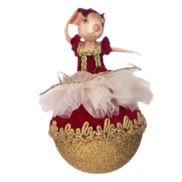 Assorted Red Mouse Ballerina Ball Ornament, INDIVIDUALLY SOLD